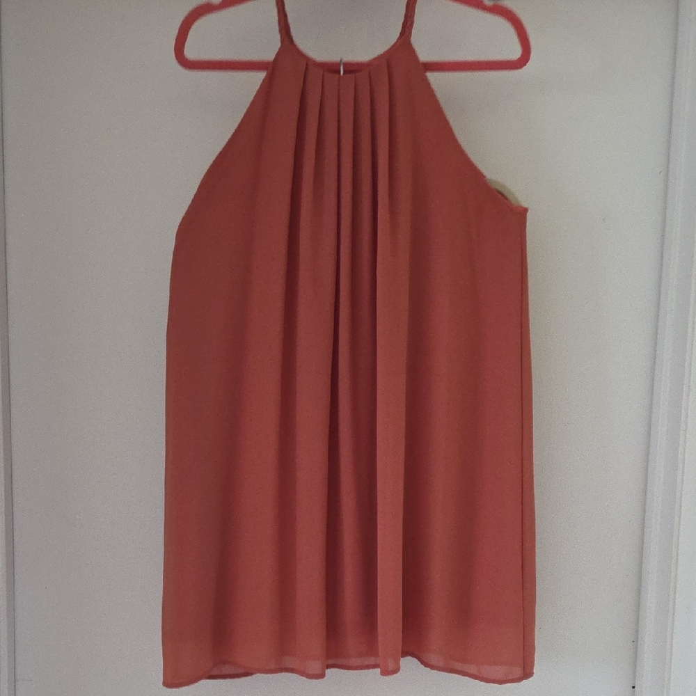 Soprano Coral Pleated Halter Dress
